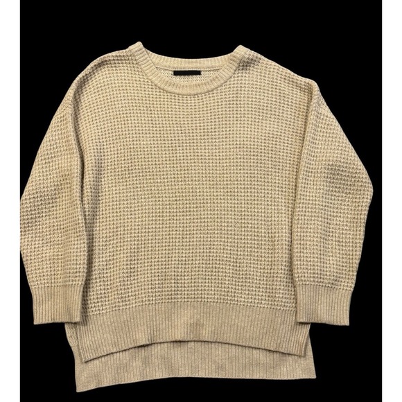 Jenni Kayne Cameau Seattle Wool Camel Hair Crewneck Sweater Cream Waffle Large - Picture 1 of 6